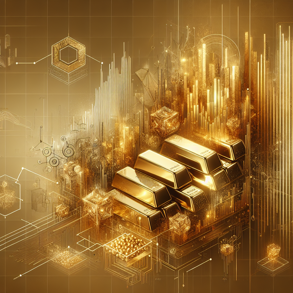 An elegant golden-themed illustration depicting five distinct risk management strategies for breakout trading in precious metals, featuring gold bars, graphs, and abstract elements representing finance and trading.